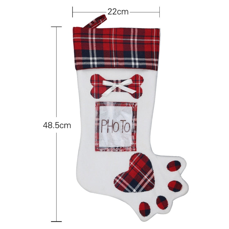 CX20203 Creative Dog Paw Christmas Sock Gift Bag Christmas Tree Pendant Decoration