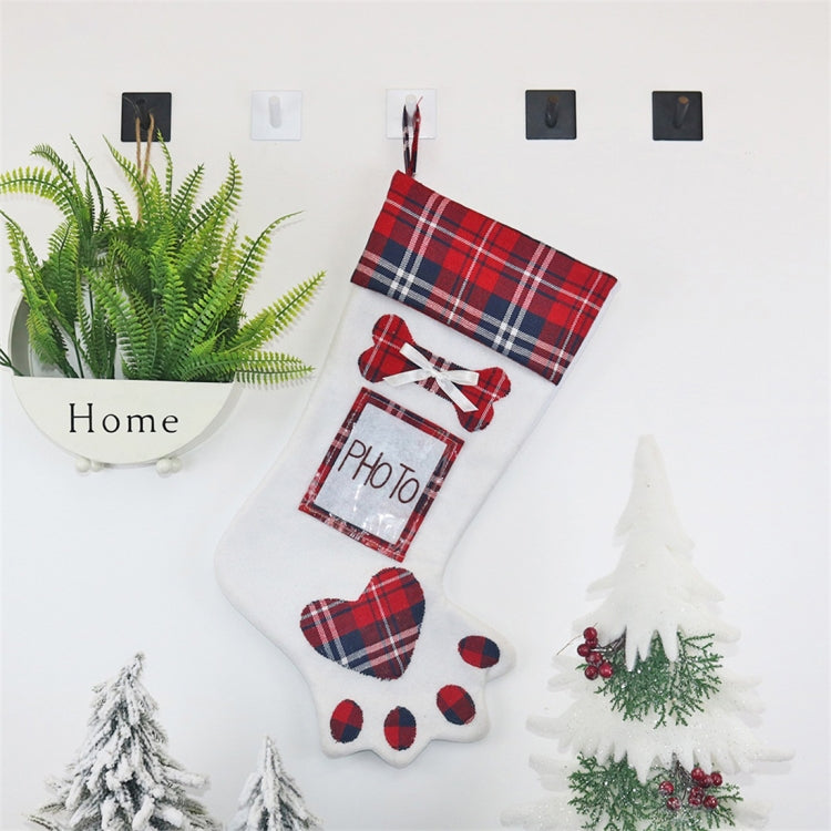 CX20203 Creative Dog Paw Christmas Sock Gift Bag Christmas Tree Pendant Decoration