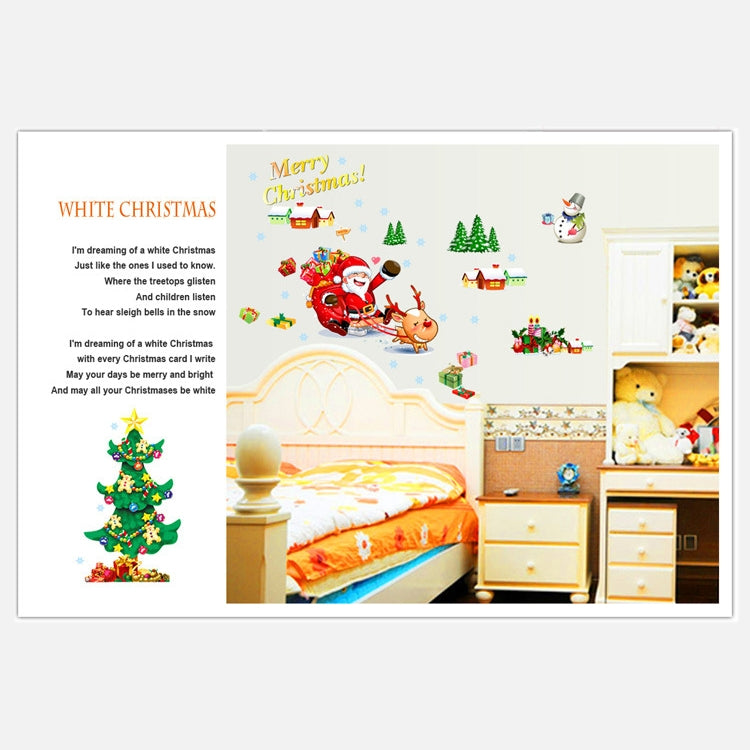 Christmas Tree Sleigh Santa Claus Window Glass Door Removable Christmas Wall Sticker Decoration