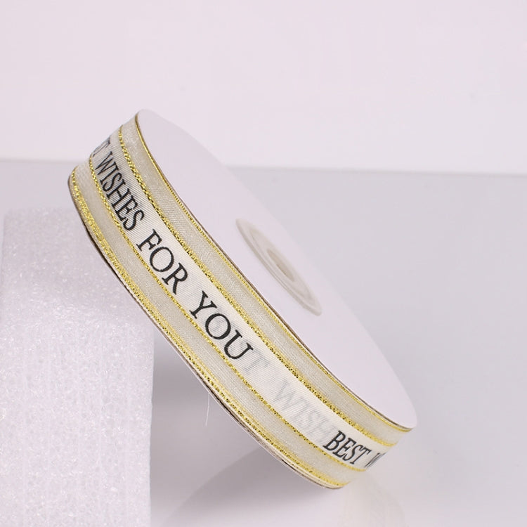 English Letter Colored Printed Ribbons Phnom Penh Gift Bouquet Ribbons Bowknot Flowers Packaging Ribands , Size: 45m x 2.5cm