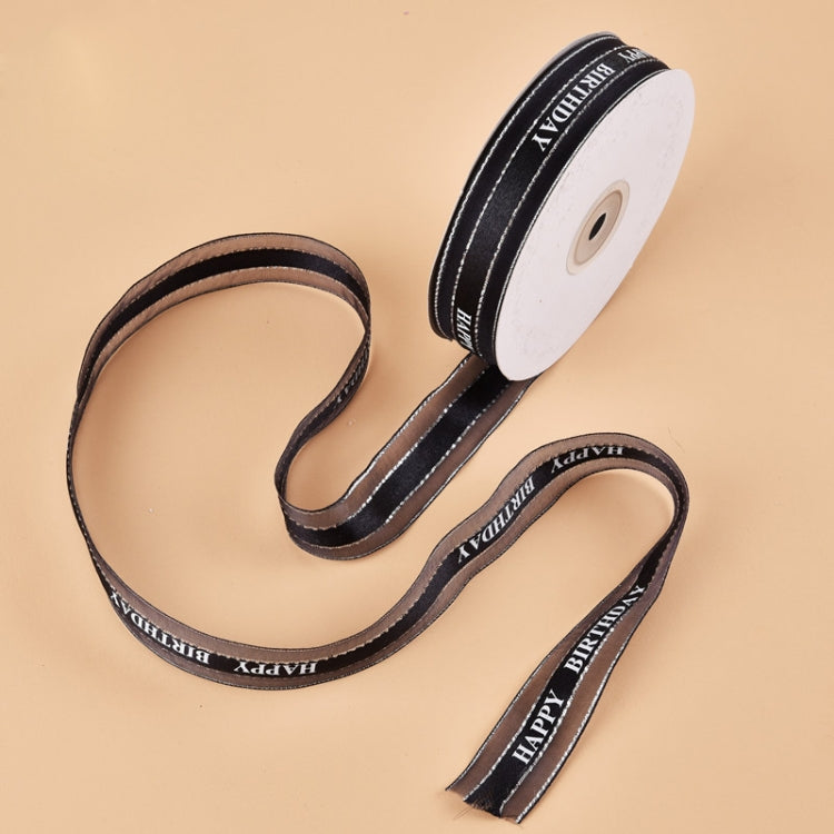 English Letter Colored Printed Ribbons Gift Bouquet Ribbons Bowknot Flowers Packaging Ribands , Size: 45m x 2.5cm