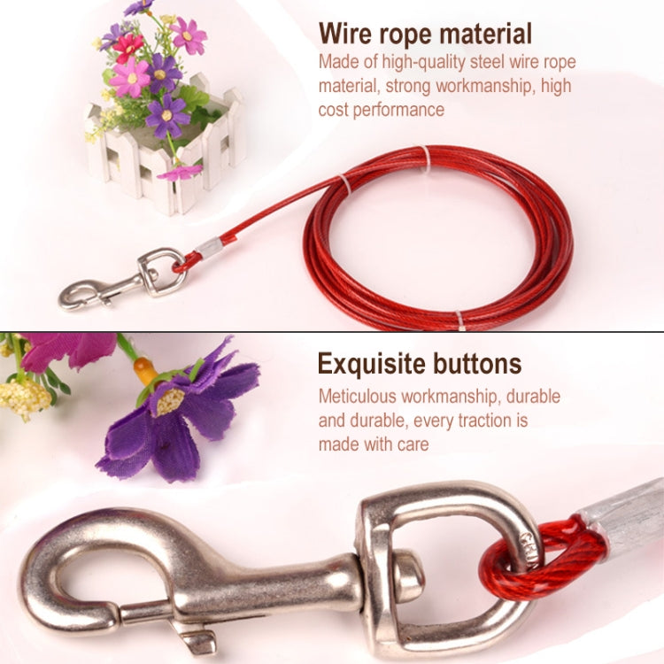 Double-end Steel Wire Rope Pet Dogs 2 in 1 Traction Rope Pet Walking Leads With Handle, Length: 5m,Random Color Delivery