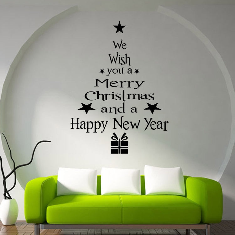 Blessing Christmas Tree Living Room Window Glass Door Removable Christmas Wall Sticker Decoration