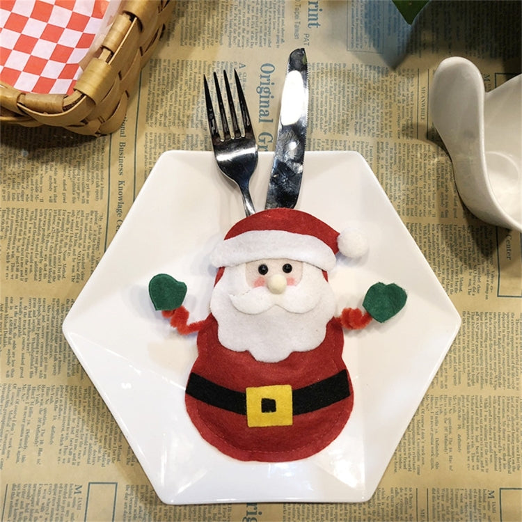 Snowman Pattern Tableware Knife Fork Pocket Cover Bag Christmas Decoration