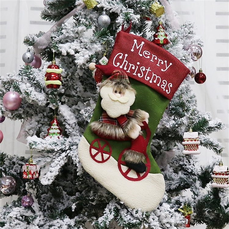 CX192019 Elk Pattern Christmas Sock Gift Bag Christmas Tree Pendant Decoration