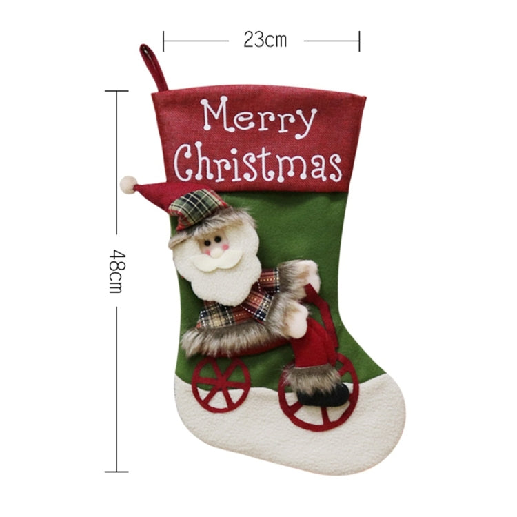 CX192019 Elk Pattern Christmas Sock Gift Bag Christmas Tree Pendant Decoration
