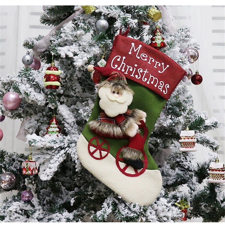 CX192019 Elk Pattern Christmas Sock Gift Bag Christmas Tree Pendant Decoration