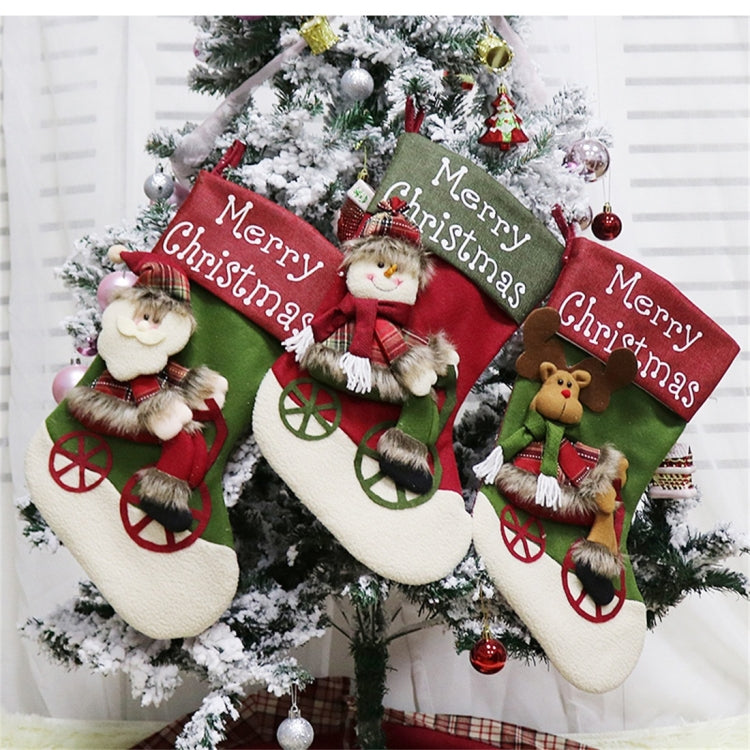 CX192019 Elk Pattern Christmas Sock Gift Bag Christmas Tree Pendant Decoration