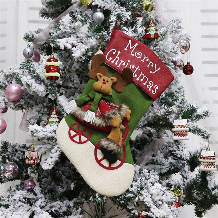 CX192019 Elk Pattern Christmas Sock Gift Bag Christmas Tree Pendant Decoration