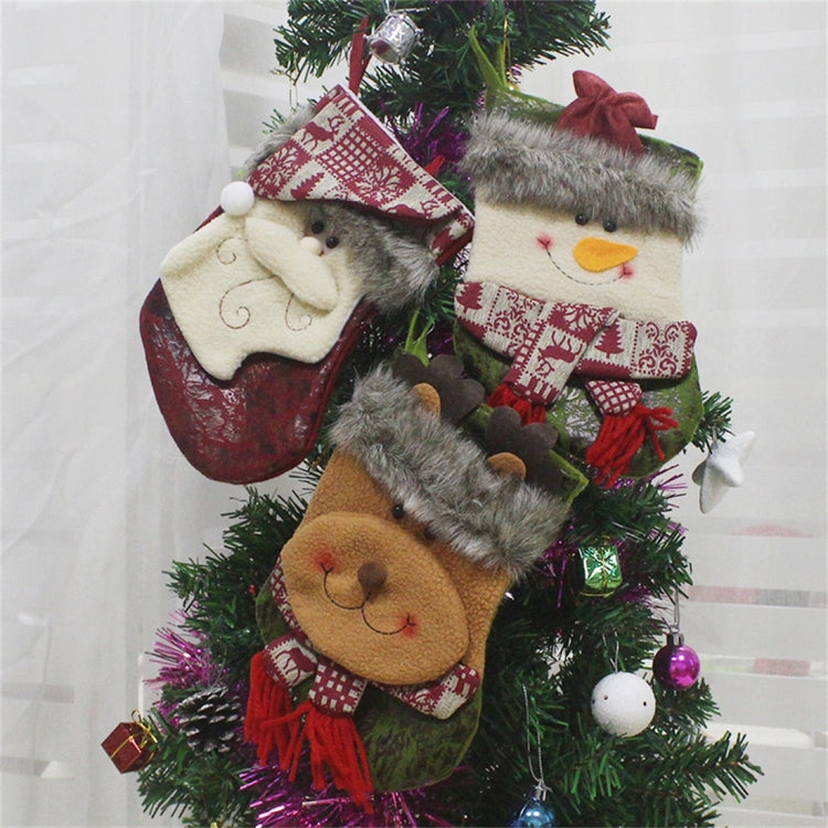 Elk Pattern Christmas Sock Gift Bag Christmas Tree Pendant Decoration