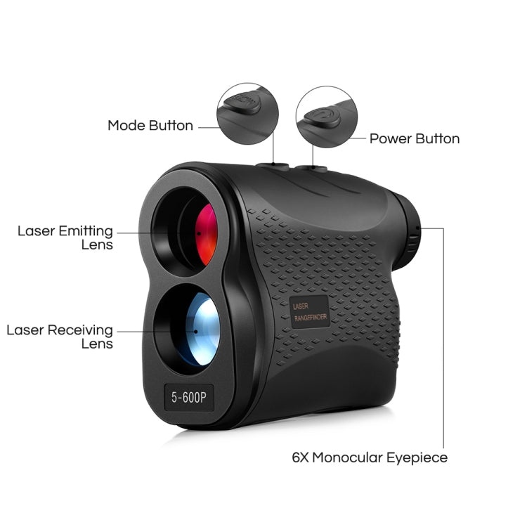 5-600P Handheld Golf Laser Distance Measuring Instrument Telescope Range Finder Distance Measurer, 600m