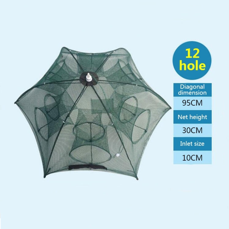 12 Holes Automatic Foldable Fishing Net Nylon Shrimp Crab Minnow Trap Fish Cast Net Fishing Tackle