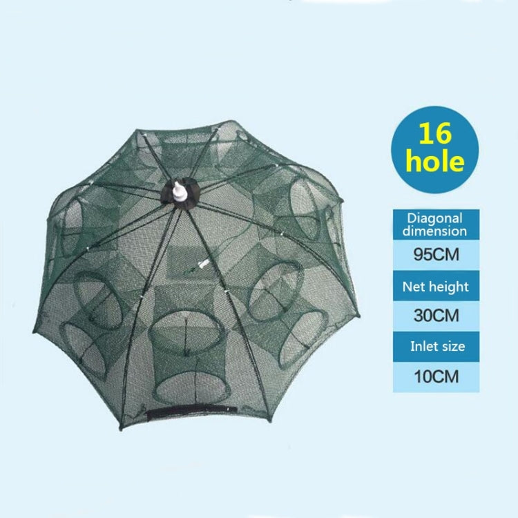 16 Holes Automatic Foldable Fishing Net Nylon Shrimp Crab Minnow Trap Fish Cast Net Fishing Tackle