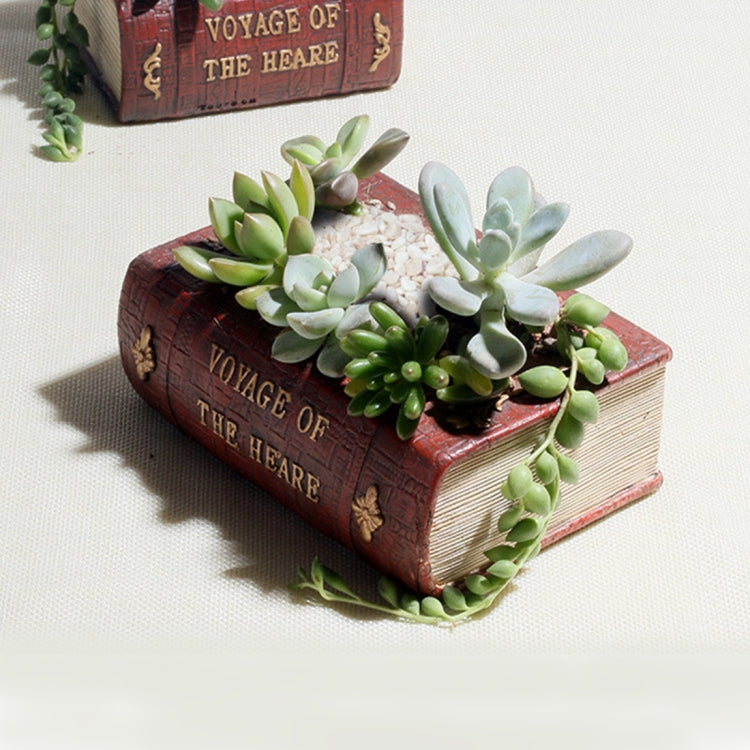 Retro Literature Book Pots Multi-meat Plant Bonsai Micro-landscape Vintage Book Flower Pot Planter for Flower  Cacti Herbs Plant Bed Box Case FlowerPot, Size: 14*10.5*5cm