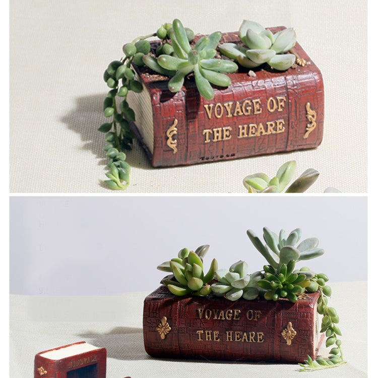 Retro Literature Book Pots Multi-meat Plant Bonsai Micro-landscape Vintage Book Flower Pot Planter for Flower  Cacti Herbs Plant Bed Box Case FlowerPot, Size: 14*10.5*5cm