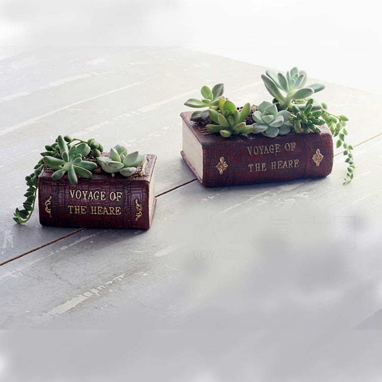 Retro Literature Book Pots Multi-meat Plant Bonsai Micro-landscape Vintage Book Flower Pot Planter for Flower  Cacti Herbs Plant Bed Box Case FlowerPot, Size: 14*10.5*5cm