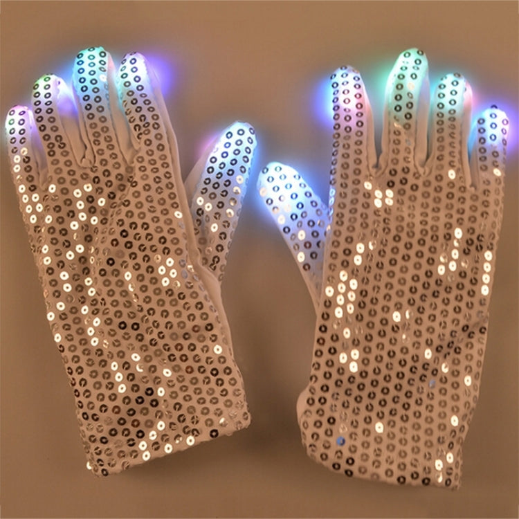 1 Pair Sequins Glowing Gloves LED Flash Gloves Dance and Party Supplies Halloween, Christmas and Other Festival Supplies
