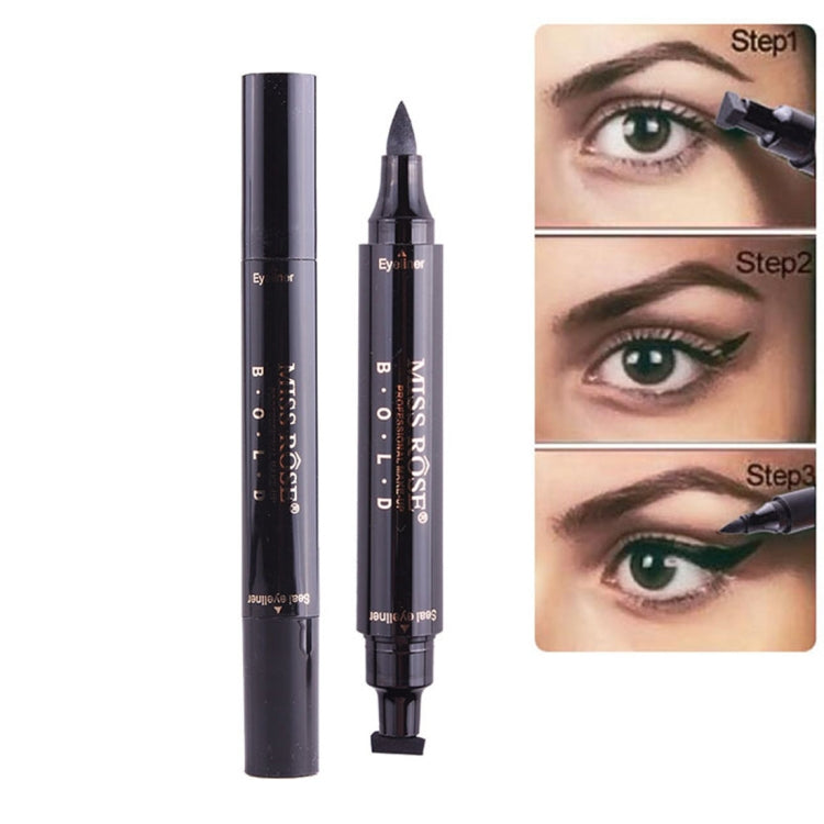 2 in 1 Black Waterproof Dual Head Quick Drying Eyeliner Seal Stamp Pen