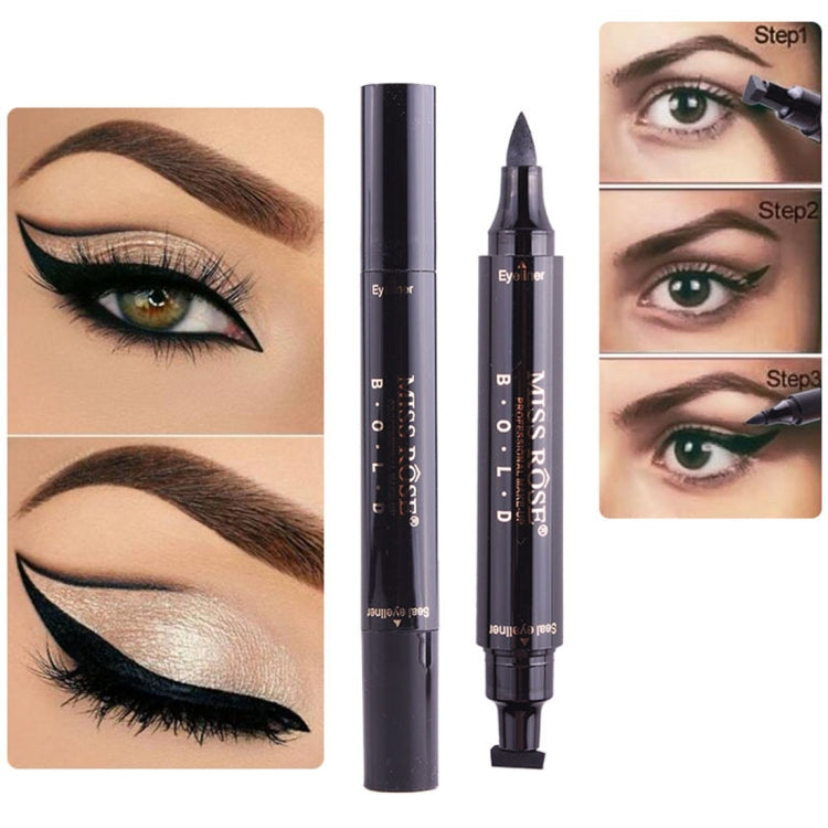 2 in 1 Black Waterproof Dual Head Quick Drying Eyeliner Seal Stamp Pen