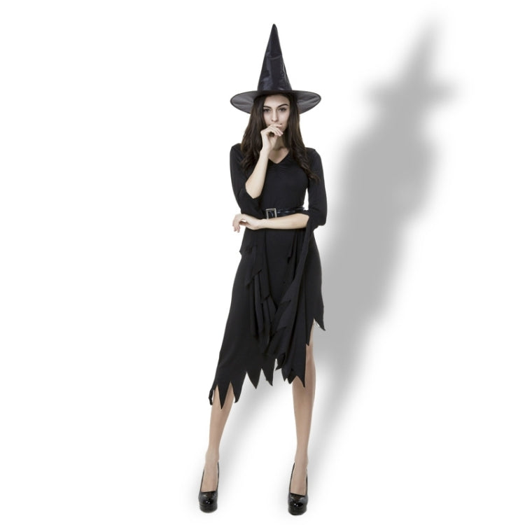 Black Irregular Long Skirt Exit Halloween Costume Cosplay Show Witchcraft Dress, M, Chest: 88cm, Waistline: 72cm, Skirt Length: 108cm