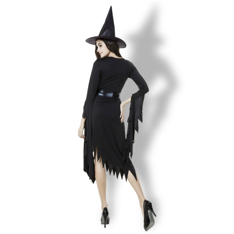 Black Irregular Long Skirt Exit Halloween Costume Cosplay Show Witchcraft Dress, XL, Chest: 98cm, Waistline: 80cm, Skirt Length: 110cm