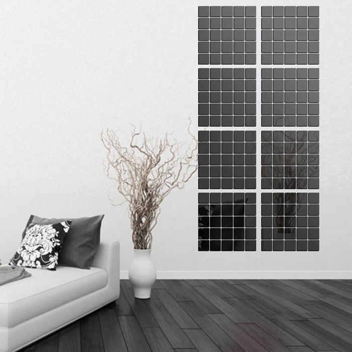 100 PCS Square Crystal Mosaic Mirror Acrylic Stereo Wall Stickers Creative Background Home Living Room Wall Sticker,Size:4*4cm