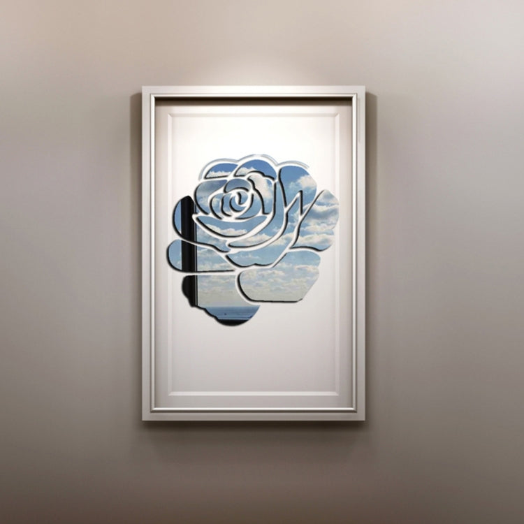 3D Flower Pattern Mirror Acrylic Wall Stickers Creative Home Living Room Wall Sticker Decor,Size:22*22cm