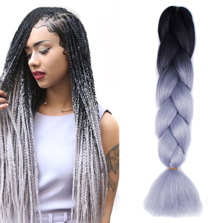 Fashion Color Gradient Individual Braid Wigs Chemical Fiber Big Braids, Length: 60cm(18Navy Blue+Sky Blue)