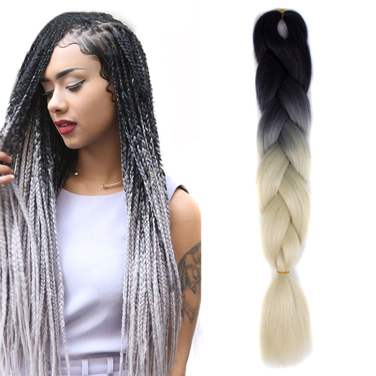 Fashion Color Gradient Individual Braid Wigs Chemical Fiber Big Braids, Length: 60cm(18Navy Blue+Sky Blue)