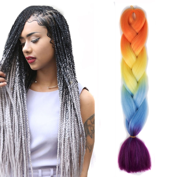 Fashion Color Gradient Individual Braid Wigs Chemical Fiber Big Braids, Length: 60cm(18Navy Blue+Sky Blue)