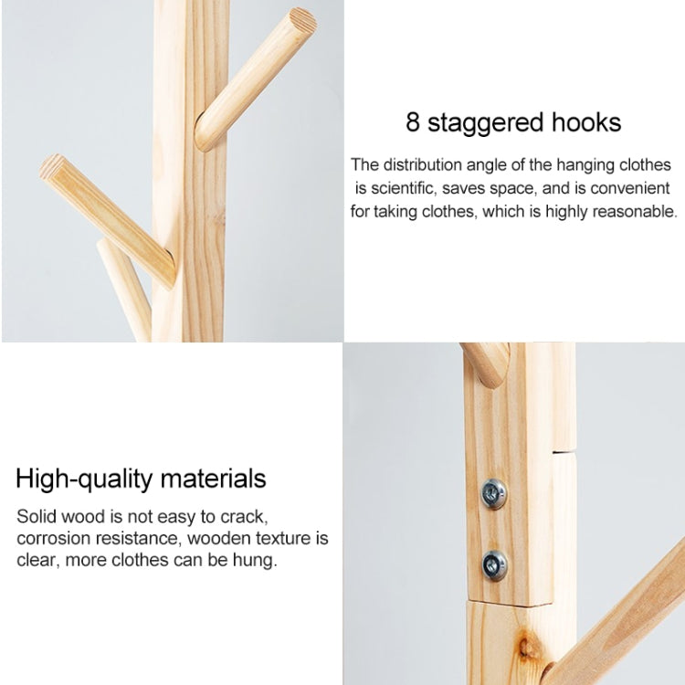 Creative Tree-shaped Solid Wood Floor Hatstand Clothes Hanging Rack,Size: 165x50x5cm