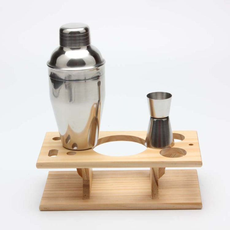 9 in 1 Stainless Steel Cocktail Shaker Tools Set with Wooden Mount, Capacity: 550ml