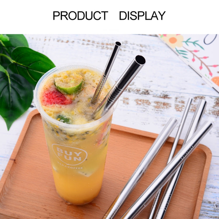 5pcs Reusable Stainless Steel Straight Drinking Straw + Cleaner Brush Set Kit,  215*8mm