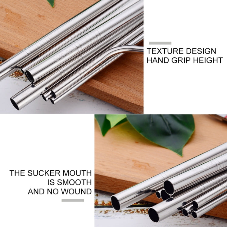 5pcs Reusable Stainless Steel Straight Drinking Straw + Cleaner Brush Set Kit,  266*6mm
