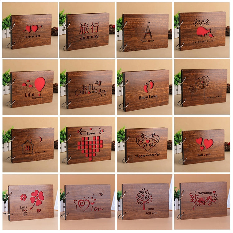 8 inch DIY Creativity Loose-leaf Retro Wooden Gift Photo Album