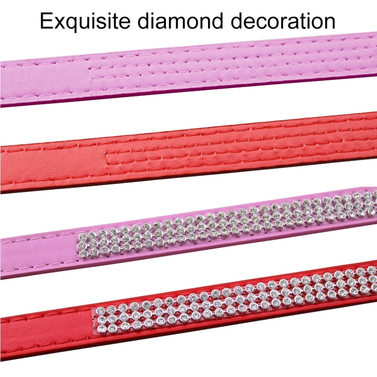 PU Diamond Studded Pet Collar Dog Collar Pet Products, Size: M, 2 * 42cm