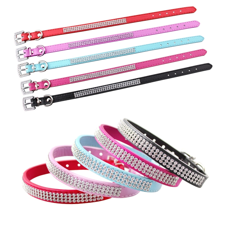 PU Diamond Studded Pet Collar Dog Collar Pet Products, Size: M, 2 * 42cm