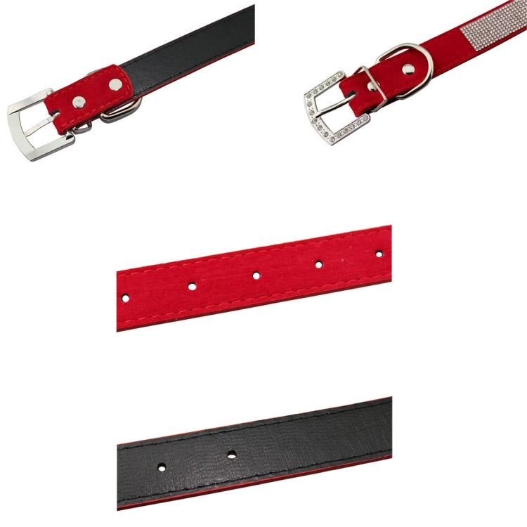 Flocking Diamond Studded Bowknot Pet Collar Dog Collar Pet Products, Size: S, 1.5 * 37cm