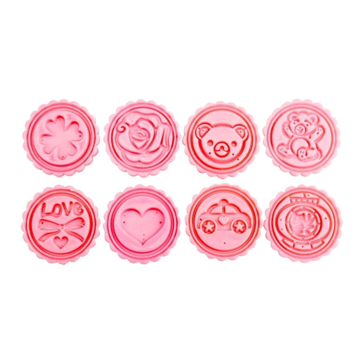 DIY Fondant Cake Mold Biscuit Cookie Cutters Baking Tools with 8 PCS Round Cartoon Patterns