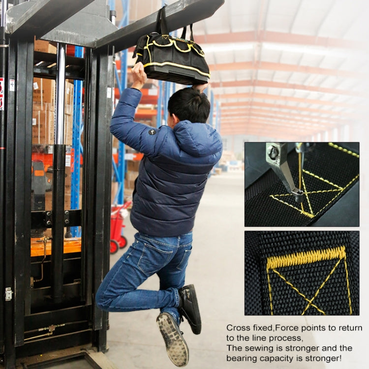 Multi-function Oxford Cloth Cloth Bottom Electrician Belt Pouch Maintenance Tools Handbag Shoulder Bag Convenient Tool Bag, Size : 18 inch