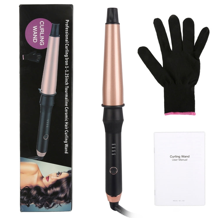 1-1.5 inch Conical Ceramic Hair Curler with Heat-resistant Gloves , UK Plug
