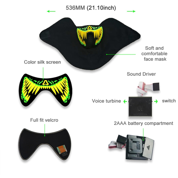 FG-MA-01 Halloween Mask Voice Control LED Cold Light Terror Cosplay Mask