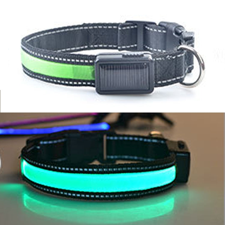 Medium and Large Dog Pet Solar + USB Charging LED Light Collar, Neck Circumference Size: S, 35-40cm