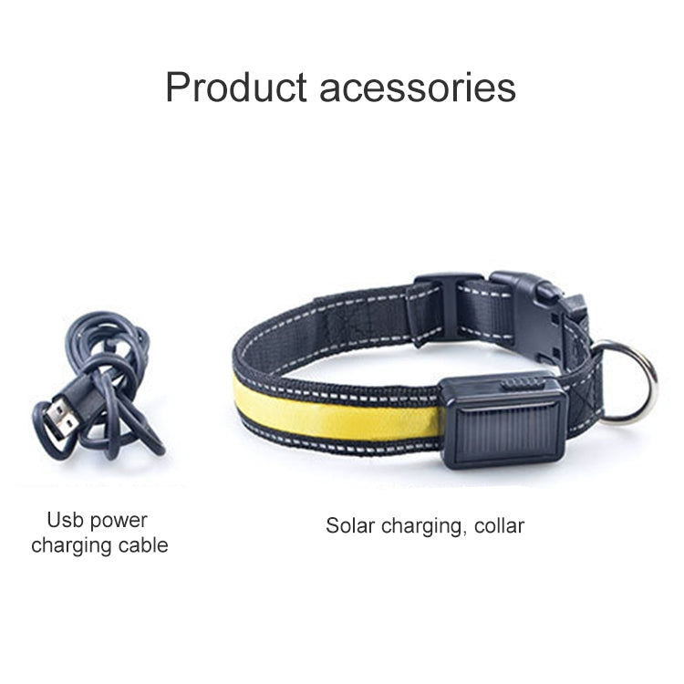 Medium and Large Dog Pet Solar + USB Charging LED Light Collar, Neck Circumference Size: S, 35-40cm