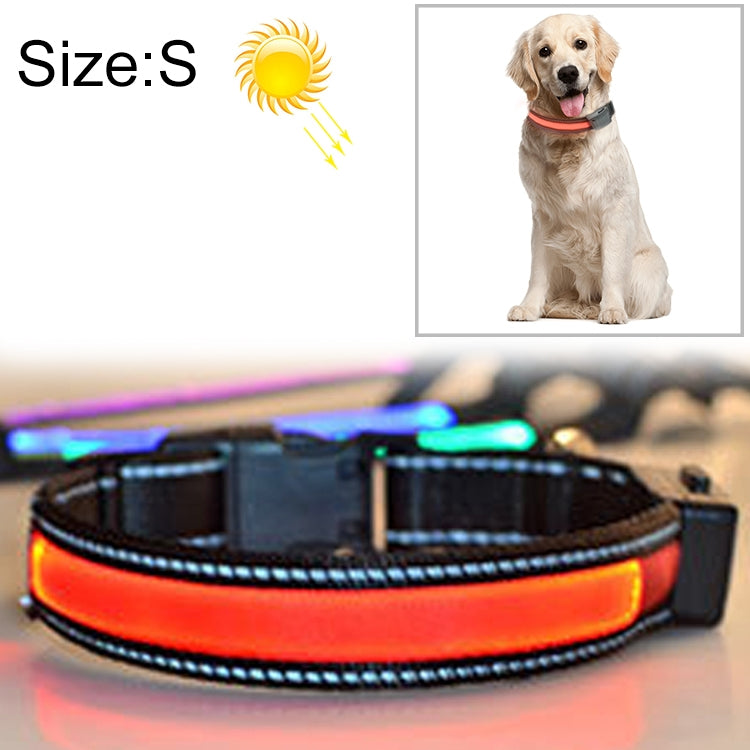 Medium and Large Dog Pet Solar + USB Charging LED Light Collar, Neck Circumference Size: S, 35-40cm