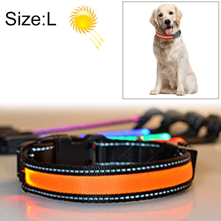 Medium and Large Dog Pet Solar + USB Charging LED Light Collar, Neck Circumference Size: L, 50-60cm