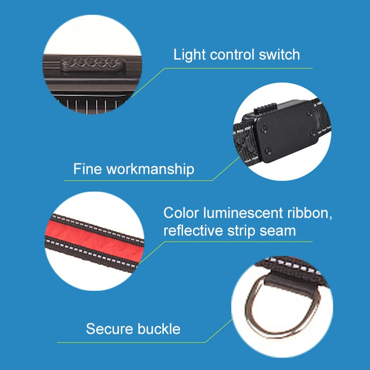 Medium and Large Dog Pet Solar + USB Charging LED Light Collar, Neck Circumference Size: L, 50-60cm