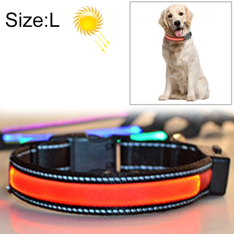 Medium and Large Dog Pet Solar + USB Charging LED Light Collar, Neck Circumference Size: L, 50-60cm