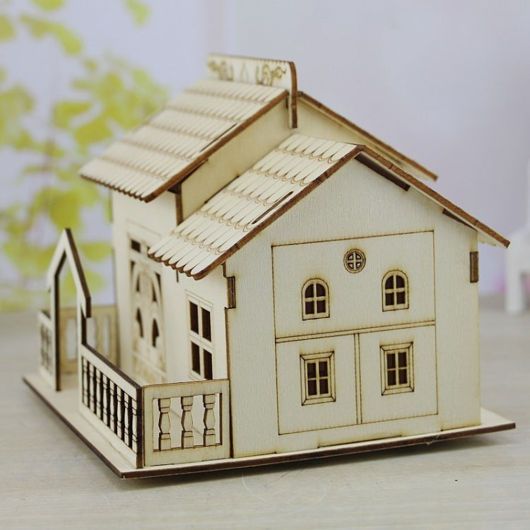 Creative Wooden Night Light Villa Money Coin Storage Box, Random Pattern Delivery