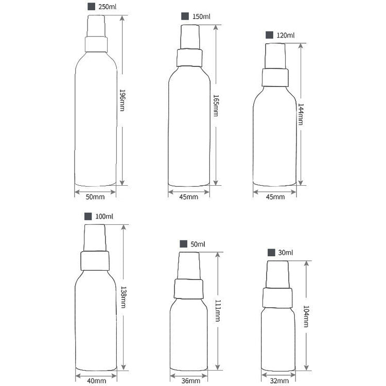 Refillable Glass Fine Mist Atomizers Aluminum Bottle, 50ml